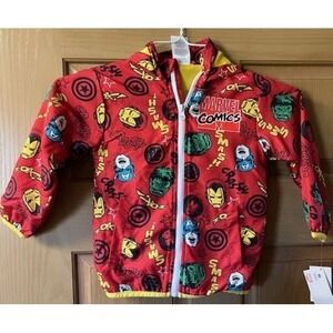 Marvel Comics Hooded Jacket - Full Zip - Hulk Iron Man Captain America - 4T